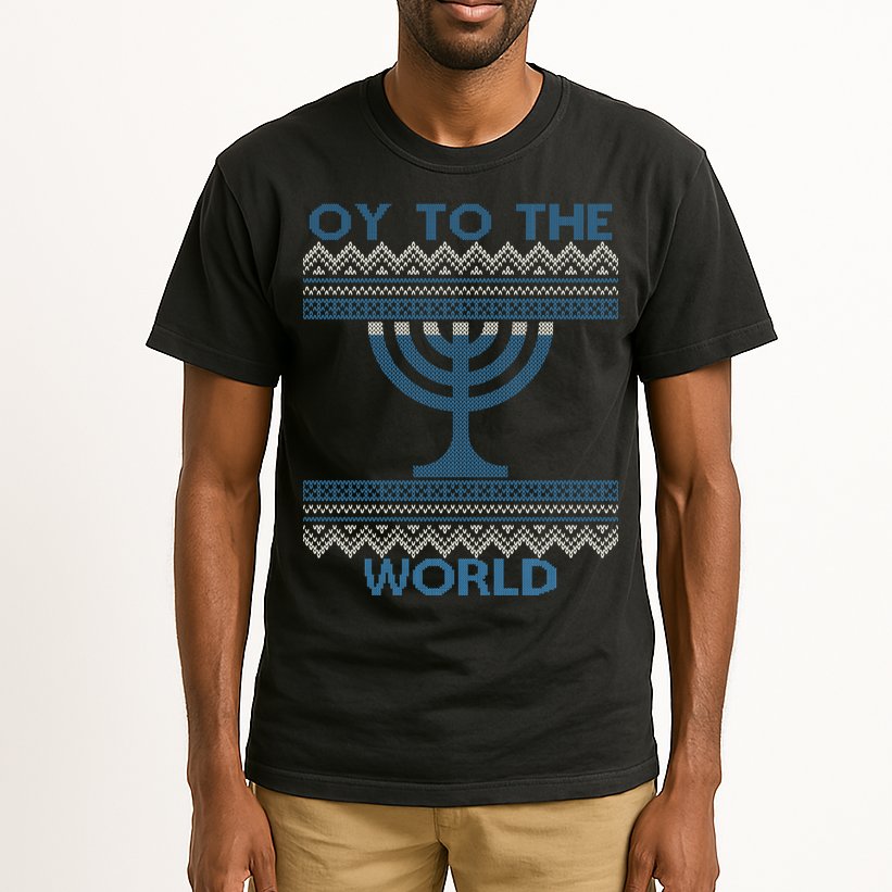 Oy To The  World Hanuka Ugly Sweater  Tall T-Shirt