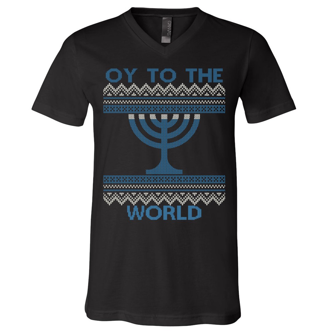 Oy To The  World Hanuka Ugly Sweater  V-Neck T-Shirt