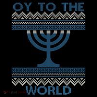 Oy To The  World Hanuka Ugly Sweater  Button