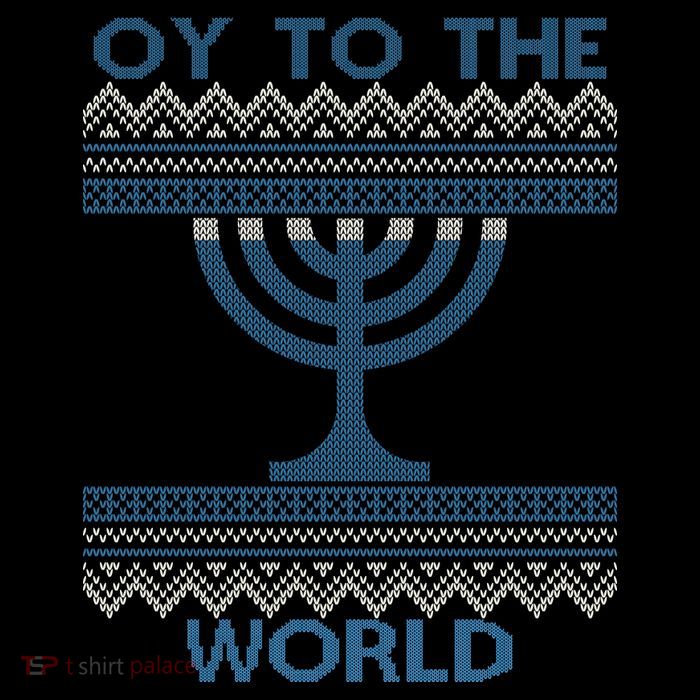 Oy To The  World Hanuka Ugly Sweater  Button