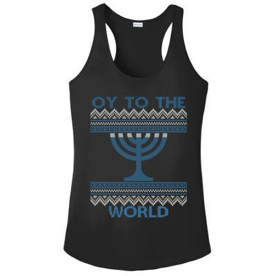 Oy To The  World Hanuka Ugly Sweater  Ladies PosiCharge Competitor Racerback Tank