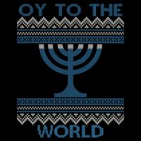 Oy To The  World Hanuka Ugly Sweater  Pom Pom 12in Knit Beanie