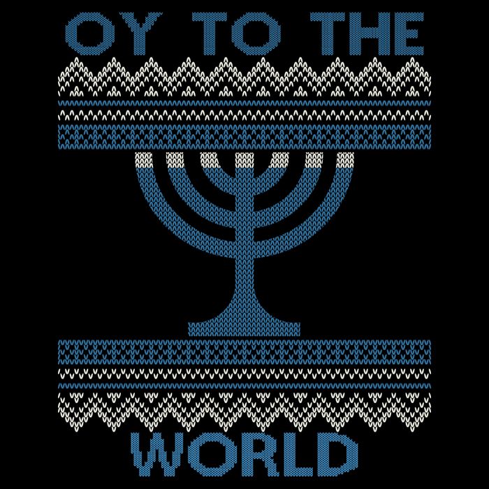 Oy To The  World Hanuka Ugly Sweater  Pom Pom 12in Knit Beanie