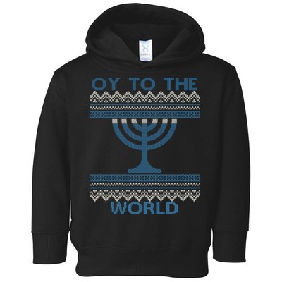 Oy To The  World Hanuka Ugly Sweater  Toddler Hoodie