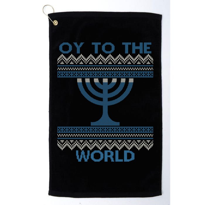 Oy To The  World Hanuka Ugly Sweater  Golf Towel