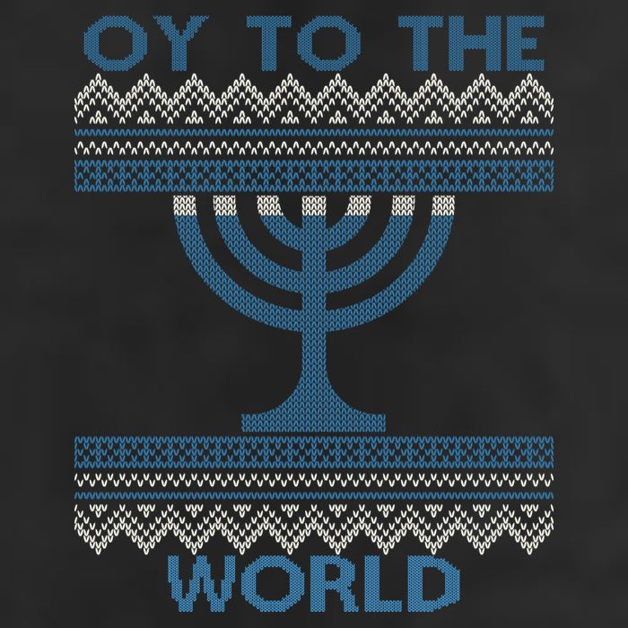Oy To The  World Hanuka Ugly Sweater  Golf Towel