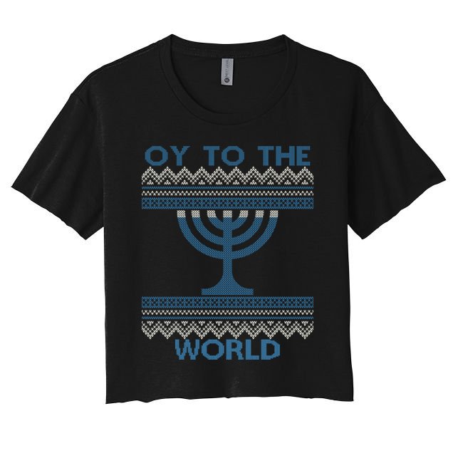 Oy To The  World Hanuka Ugly Sweater  Crop Top