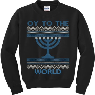 Oy To The  World Hanuka Ugly Sweater  Kids Sweatshirt