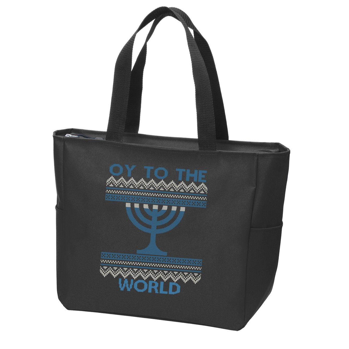 Oy To The  World Hanuka Ugly Sweater  Zip Tote Bag