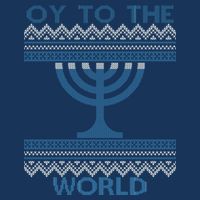 Oy To The  World Hanuka Ugly Sweater  Infant Baby Jersey Bodysuit