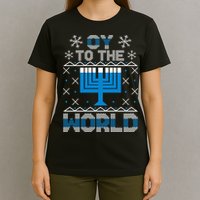 Oy To The World Ugly Hanukkah Sweater T-Shirt