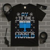 Oy To The World Ugly Hanukkah Sweater T-Shirt
