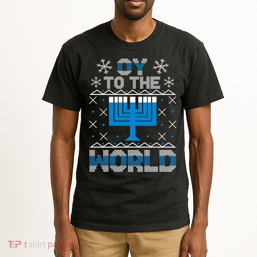 Oy To The World Ugly Hanukkah Sweater Tall T-Shirt