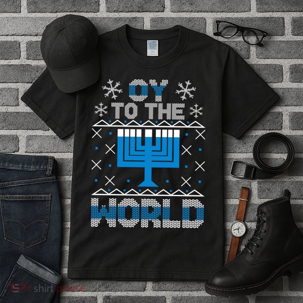 Oy To The World Ugly Hanukkah Sweater Tall T-Shirt