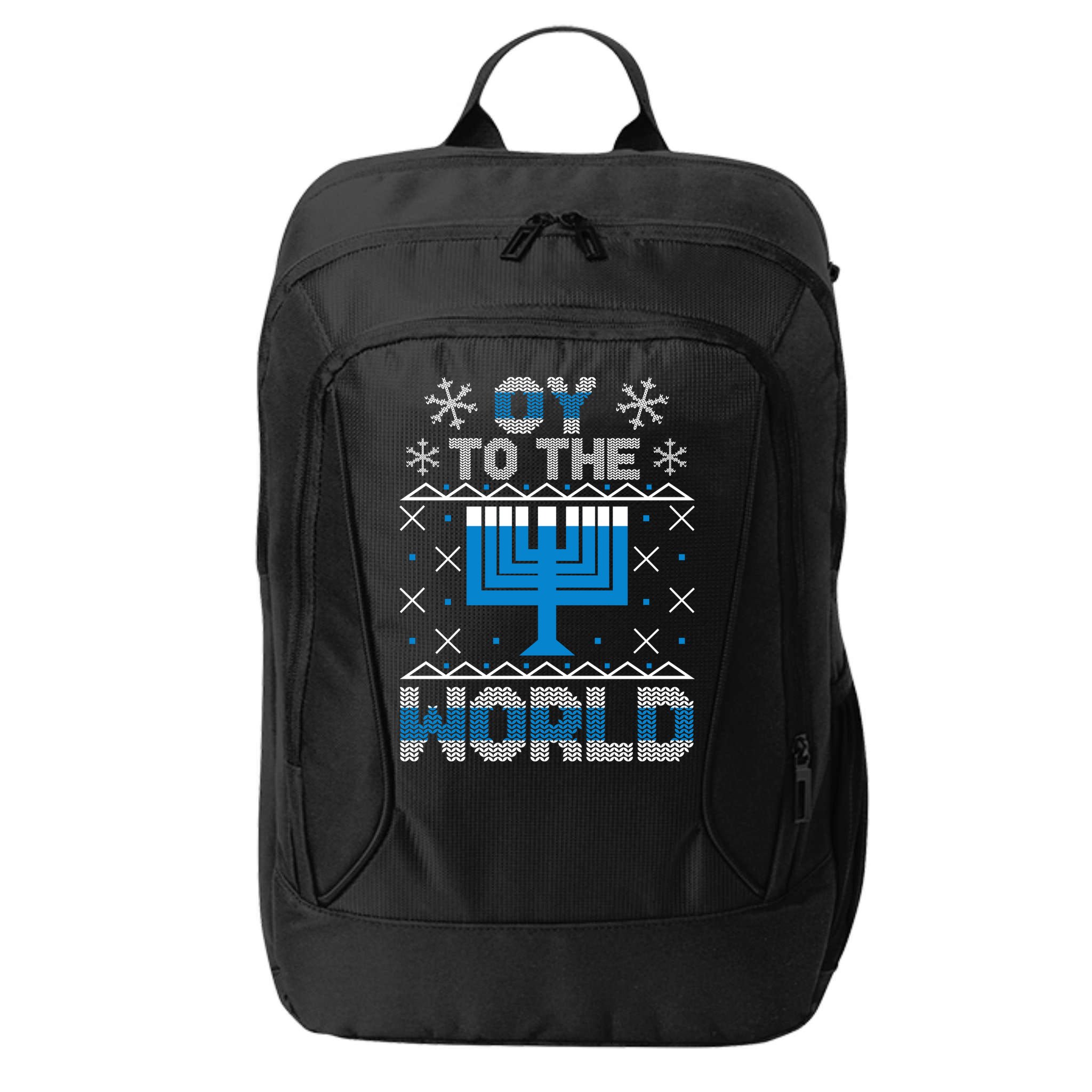 Oy To The World Ugly Hanukkah Sweater City Backpack