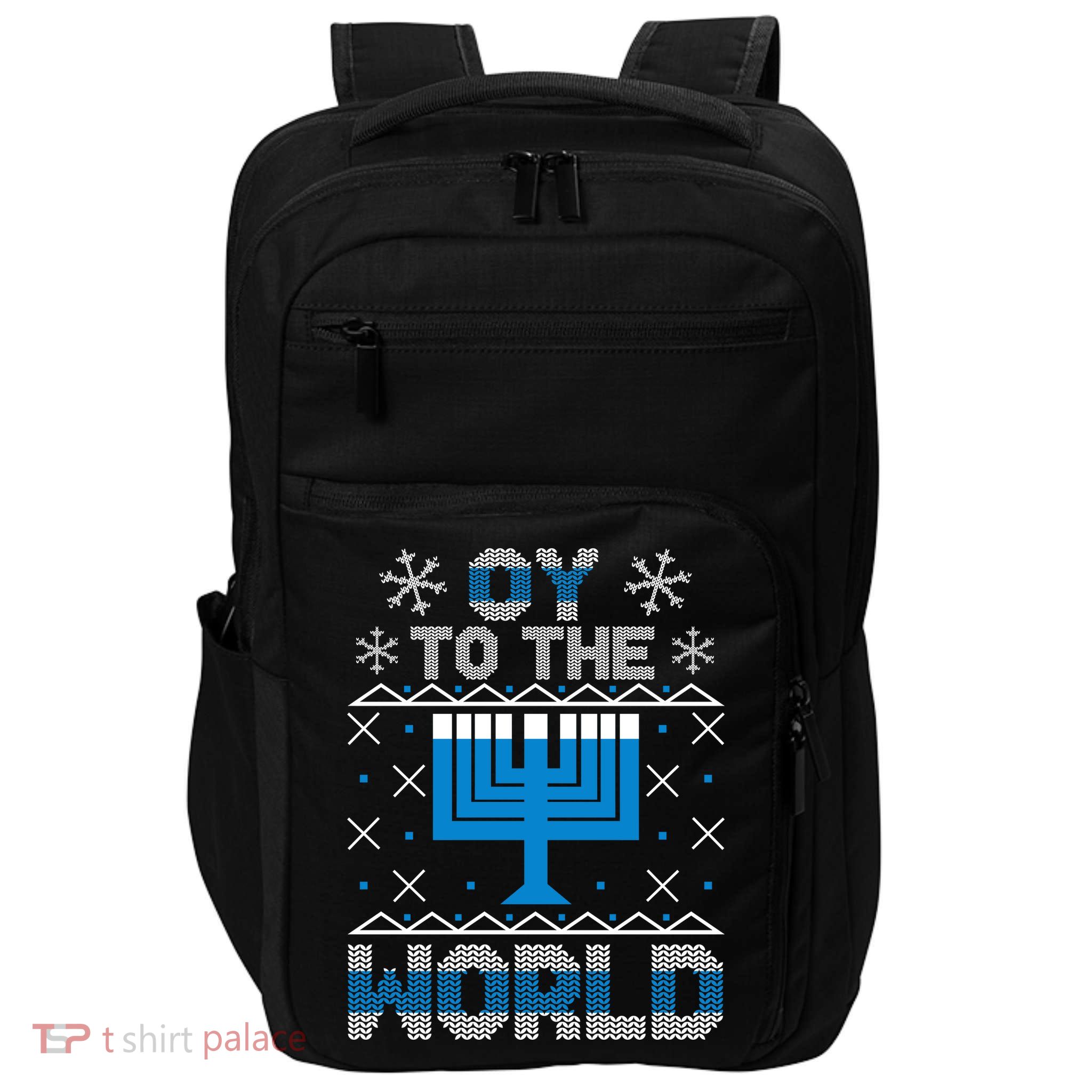 Oy To The World Ugly Hanukkah Sweater Impact Tech Backpack