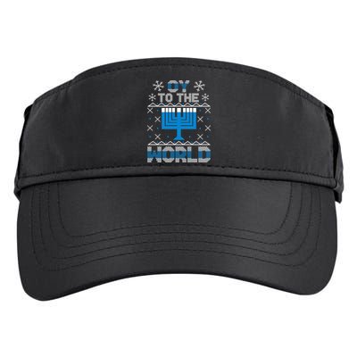 Oy To The World Ugly Hanukkah Sweater Adult Drive Performance Visor