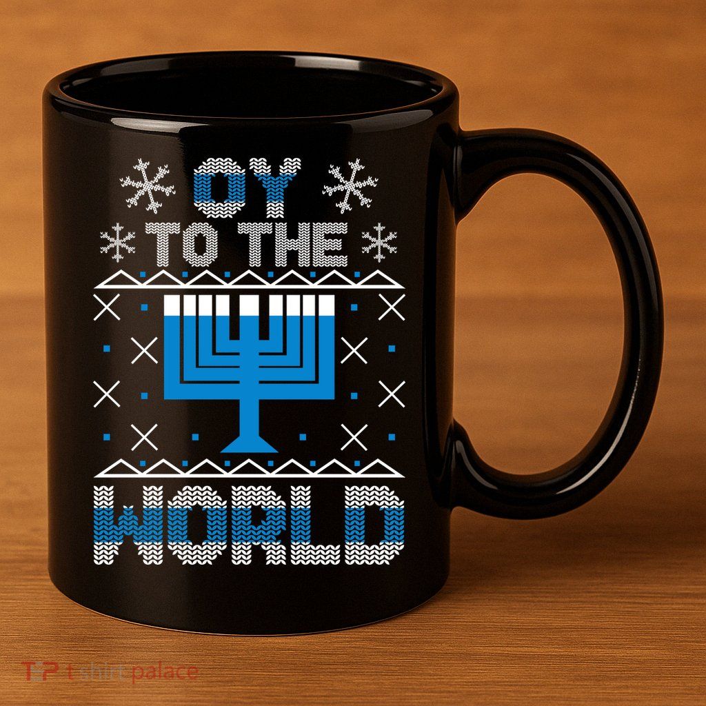 Oy To The World Ugly Hanukkah Sweater 11oz C Handle Ceramic Mug