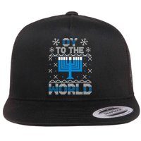 Oy To The World Ugly Hanukkah Sweater Flatbill Hat