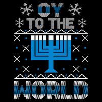 Oy To The World Ugly Hanukkah Sweater Flatbill Hat