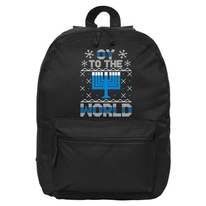 Oy To The World Ugly Hanukkah Sweater 16 in Basic Backpack