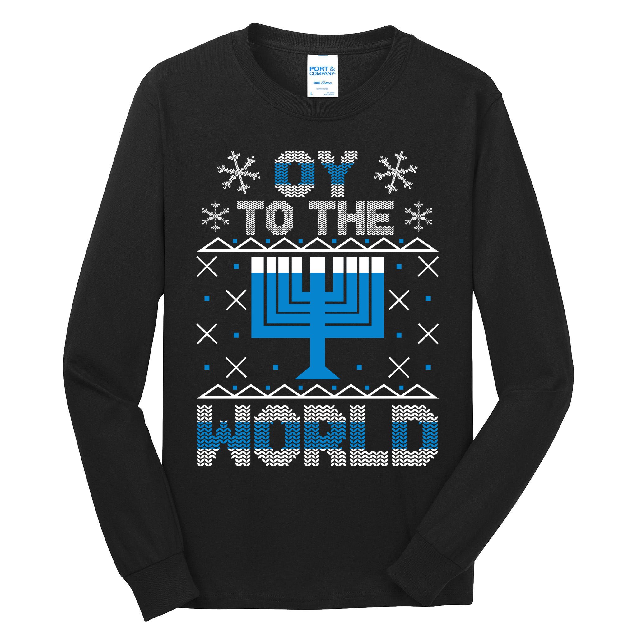 Oy To The World Ugly Hanukkah Sweater Tall Long Sleeve T-Shirt