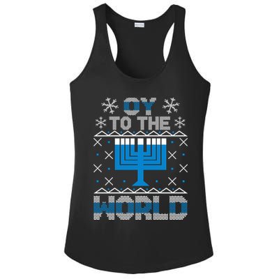 Oy To The World Ugly Hanukkah Sweater Ladies PosiCharge Competitor Racerback Tank