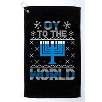 Oy To The World Ugly Hanukkah Sweater Golf Towel