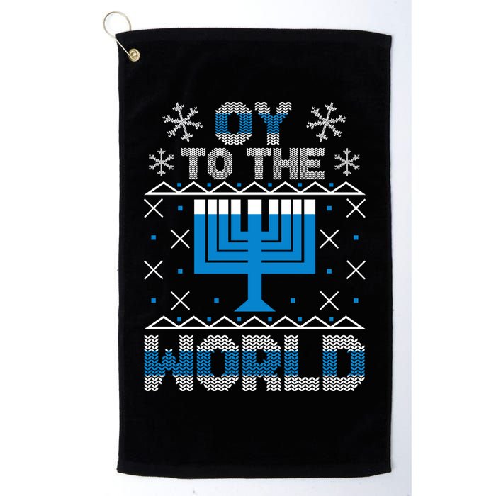 Oy To The World Ugly Hanukkah Sweater Golf Towel