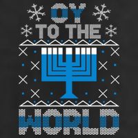 Oy To The World Ugly Hanukkah Sweater Golf Towel