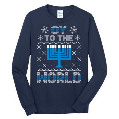 Oy To The World Ugly Hanukkah Sweater Tall Long Sleeve T-Shirt