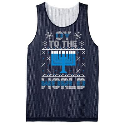 Oy To The World Ugly Hanukkah Sweater Mesh Reversible Basketball Jersey Tank