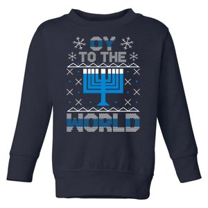 Oy To The World Ugly Hanukkah Sweater Toddler Sweatshirt