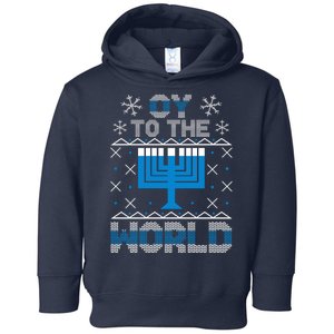 Oy To The World Ugly Hanukkah Sweater Toddler Hoodie