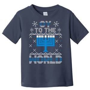 Oy To The World Ugly Hanukkah Sweater Toddler T-Shirt