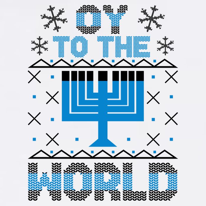 Oy To The World Ugly Hanukkah Sweater Garment-Dyed Sweatshirt