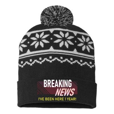 One Year 1st Work Anniversary First Employee Appreciation USA-Made Snowflake Beanie