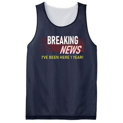 One Year 1st Work Anniversary First Employee Appreciation Mesh Reversible Basketball Jersey Tank