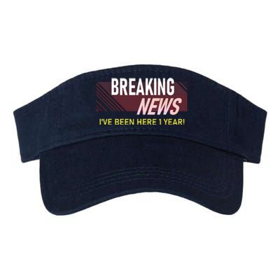 One Year 1st Work Anniversary First Employee Appreciation Valucap Bio-Washed Visor