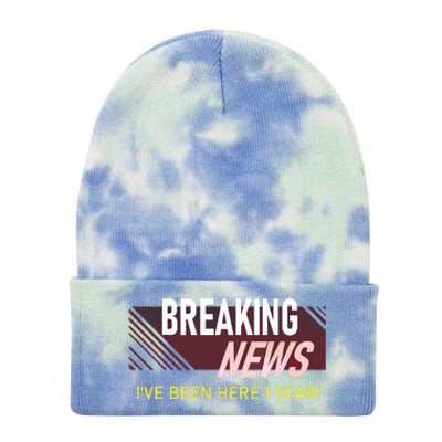 One Year 1st Work Anniversary First Employee Appreciation Tie Dye 12in Knit Beanie