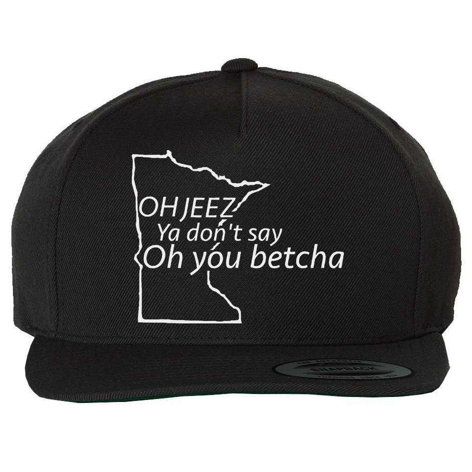 Oh You Betcha Mn Outline Design Wool Snapback Cap
