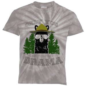 Only You Can Prevent Drama Llama Forest Camping Smokey Kids Tie-Dye T-Shirt