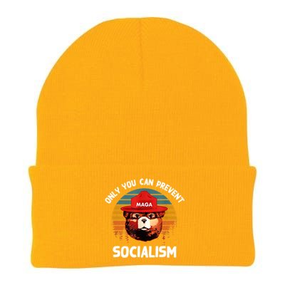 Only You Can Prevent Socialism MAGA Bear Republican Knit Cap Winter Beanie