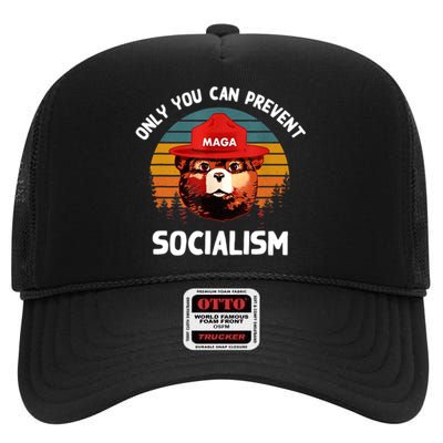 Only You Can Prevent Socialism MAGA Bear Republican High Crown Mesh Back Trucker Hat