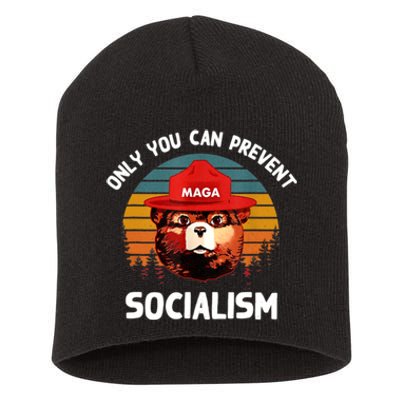 Only You Can Prevent Socialism MAGA Bear Republican Short Acrylic Beanie