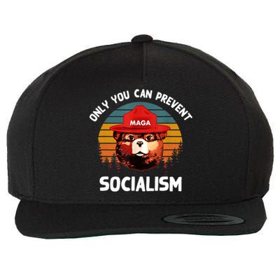 Only You Can Prevent Socialism MAGA Bear Republican Wool Snapback Cap