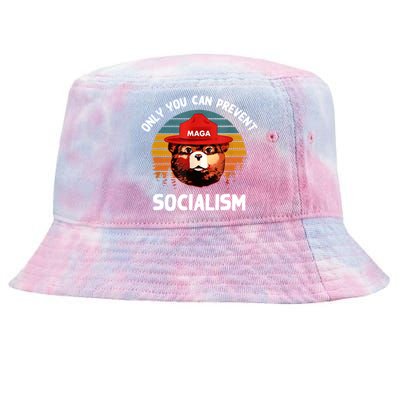 Only You Can Prevent Socialism MAGA Bear Republican Tie-Dyed Bucket Hat