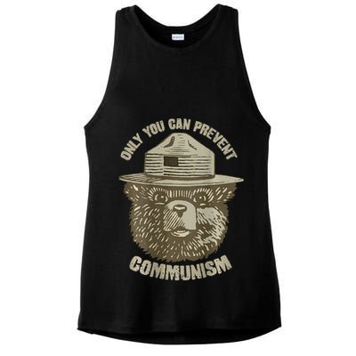 Only You Can Prevent Communism Camping Bear Ladies PosiCharge Tri-Blend Wicking Tank