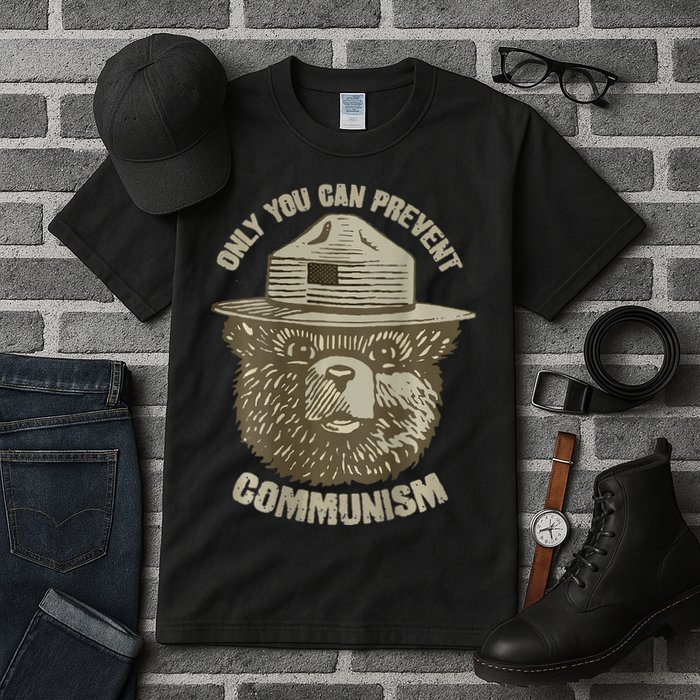 Only You Can Prevent Communism Camping Bear Tall T-Shirt