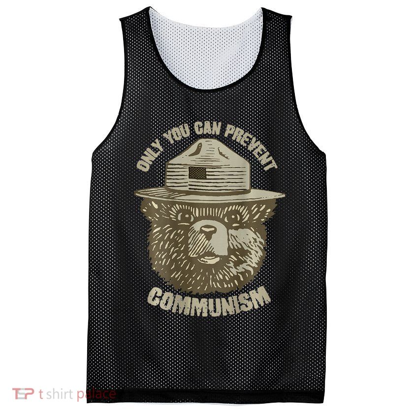 Only You Can Prevent Communism Camping Bear Mesh Reversible Basketball Jersey Tank